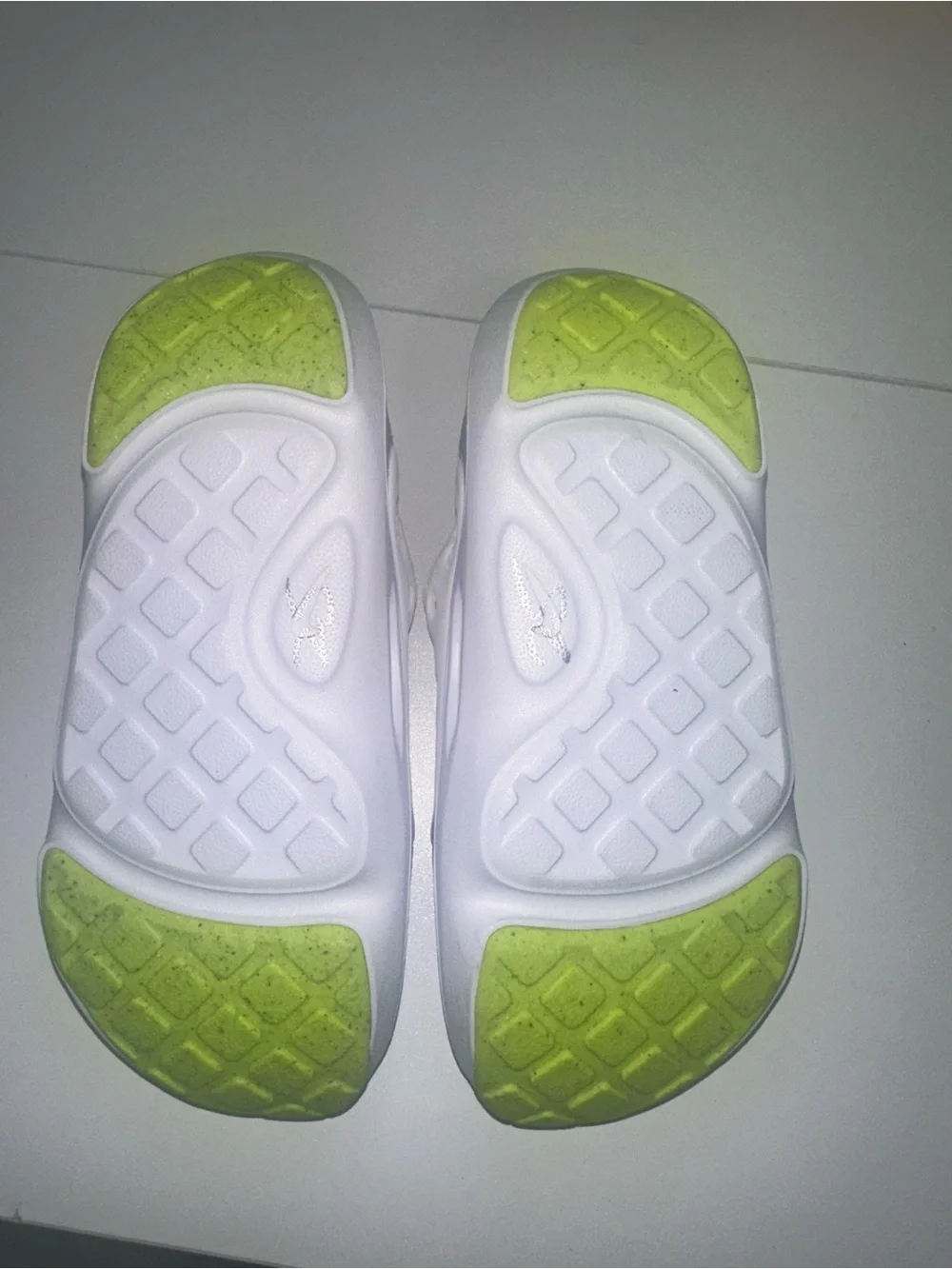 Nike Kids White Clog Sandals with Neon Yellow Swoosh